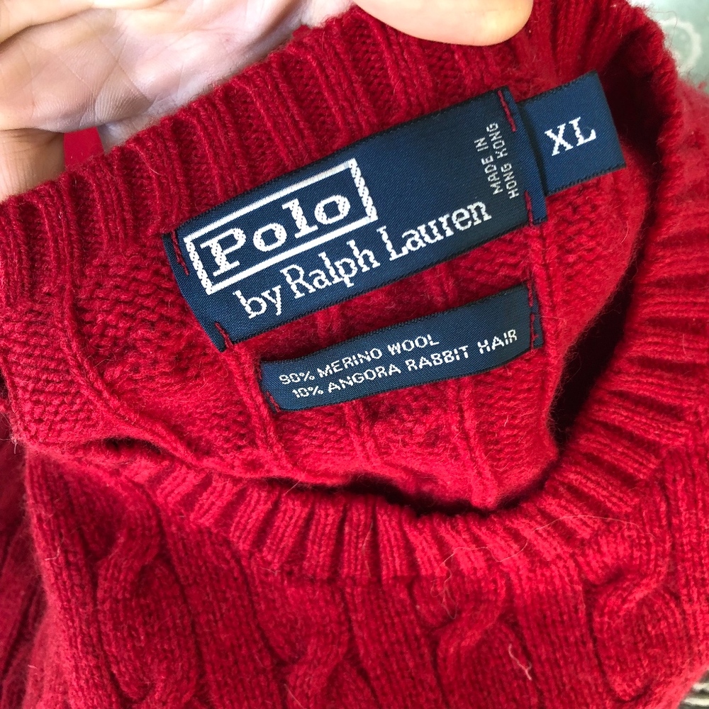 POLO Ralph Lauren merino/angora red cable sweater - Picture 6 of 8